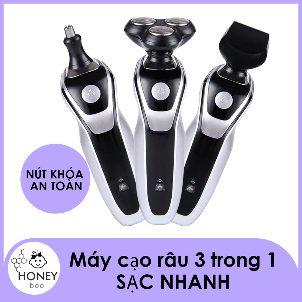 Máy cạo râu đa năng 3 trong 1, Tặng kèm Đầu tỉa lông mũi và Tông đơ cắt tóc tiện lợi【CKR-3IN1】