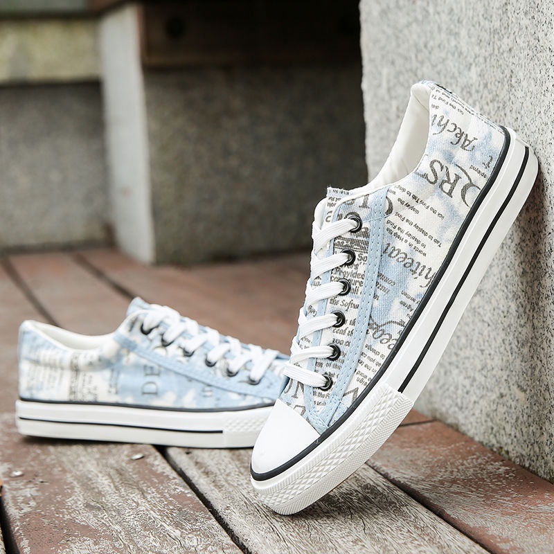 Giày Vải Canvas Cổ Thấp Thoáng Khí In Họa Tiết Graffiti Phong Cách Hàn Quốc Thời Trang Cho Nam Size 39-44 8 Kiểu