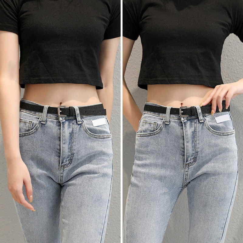 Thắt Lưng Giả Da Đính Khóa Kim Tuyến Lấp Lánh Dễ Điều Chỉnh Thời Trang Cho Nữ