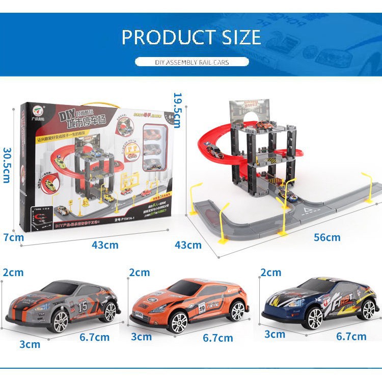 Trẻ em giác ngộ xe ô tô bãi đậu xe bộ đồ chơi xếp chồng lên nhau bộ đồ chơi ô tô ba chiều theo dõi cậu bé