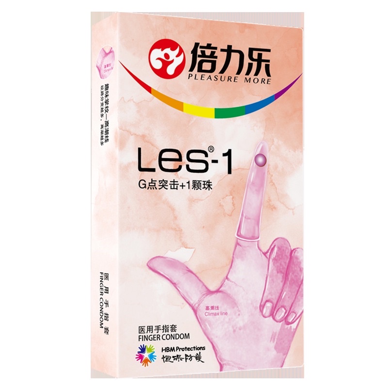Bao cao su ngón tay HBM Les-1 hạt bi tái sử dụng 6bcs + 2 ngọc trai