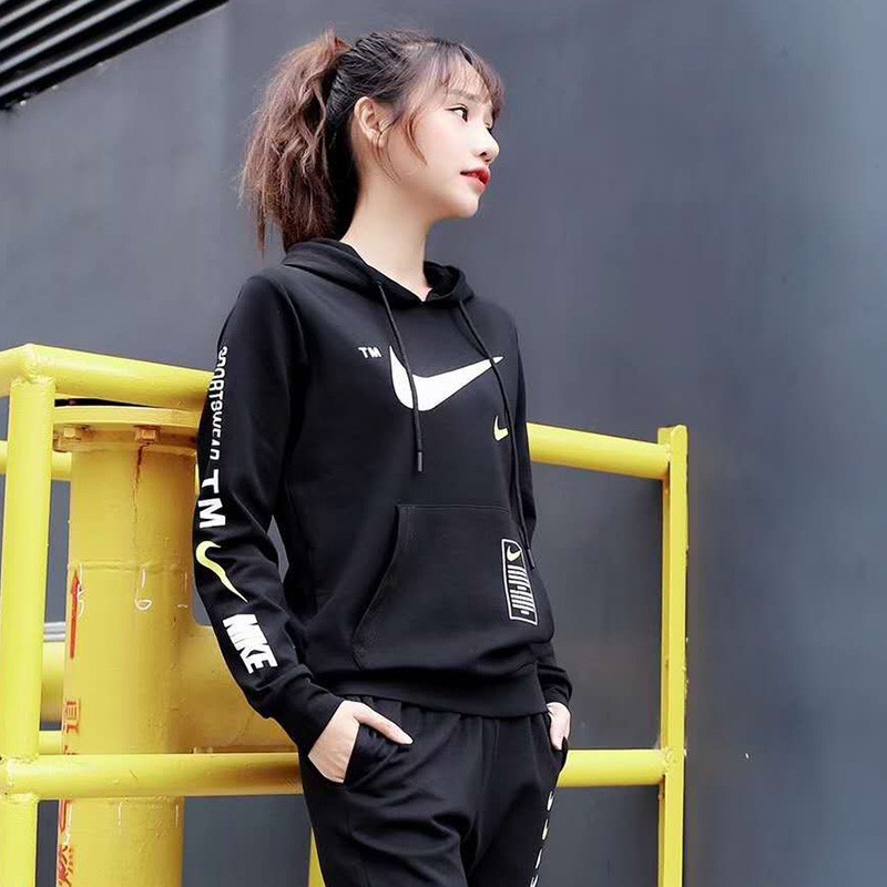 Áo Khoác Nike Có Mũ Trùm Đầu Dáng Rộng Thời Trang Cho Nam Nữ