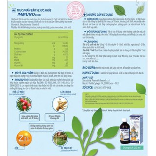 (có quà tặng của hãng) Immuno BimBi siro tăng đề kháng