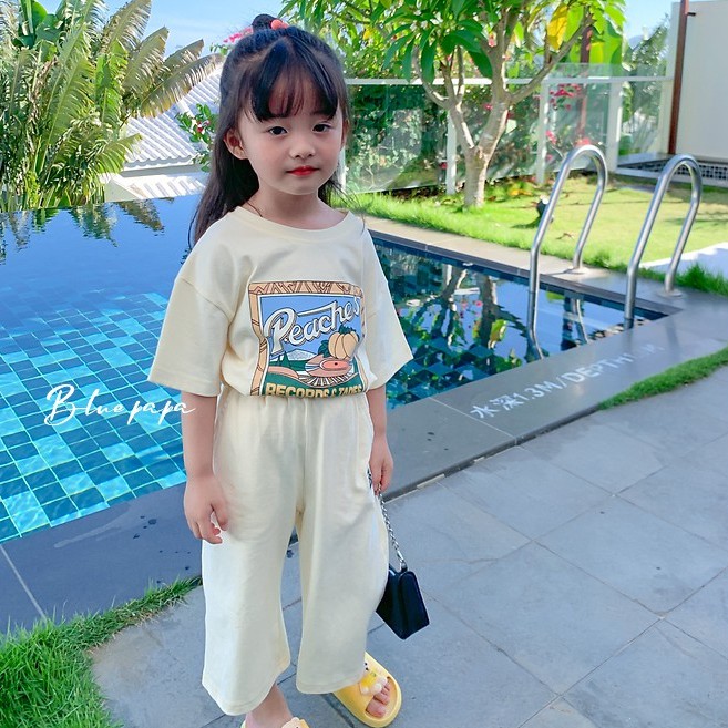 Đồ thể thao ngắn tay in họa tiết thời trang mùa hè Hàn Quốc dành cho bé