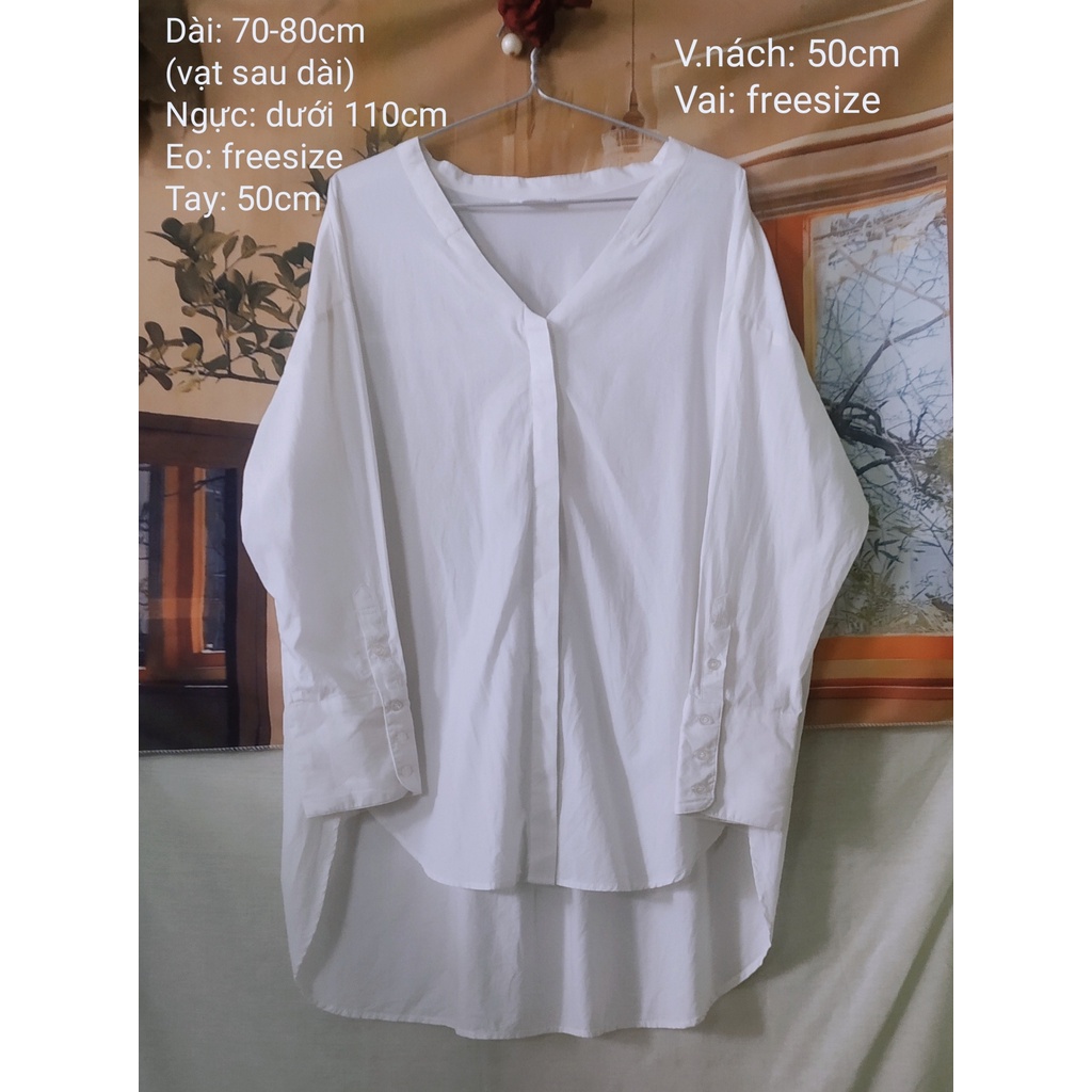 |2hand| Áo sơ mi dáng dài - thêu hoa size M-L