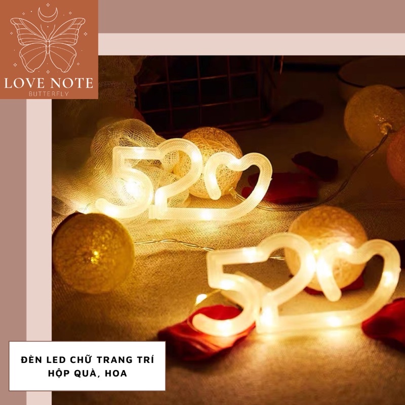 Đèn LED chữ LOVE & 520 trang trí quà tặng, hoa, bàn học và phòng ngủ