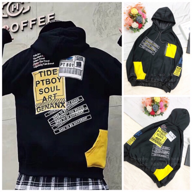 Áo khoác nỉ chui hoddie nam nữ phối túi vàng chất như quả đất | BigBuy360 - bigbuy360.vn