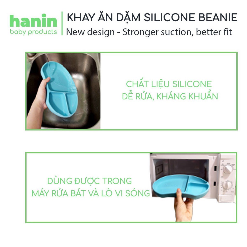 Khay ăn dặm chống đổ silicone Beanie cho bé Hanin Baby – có bán sỉ