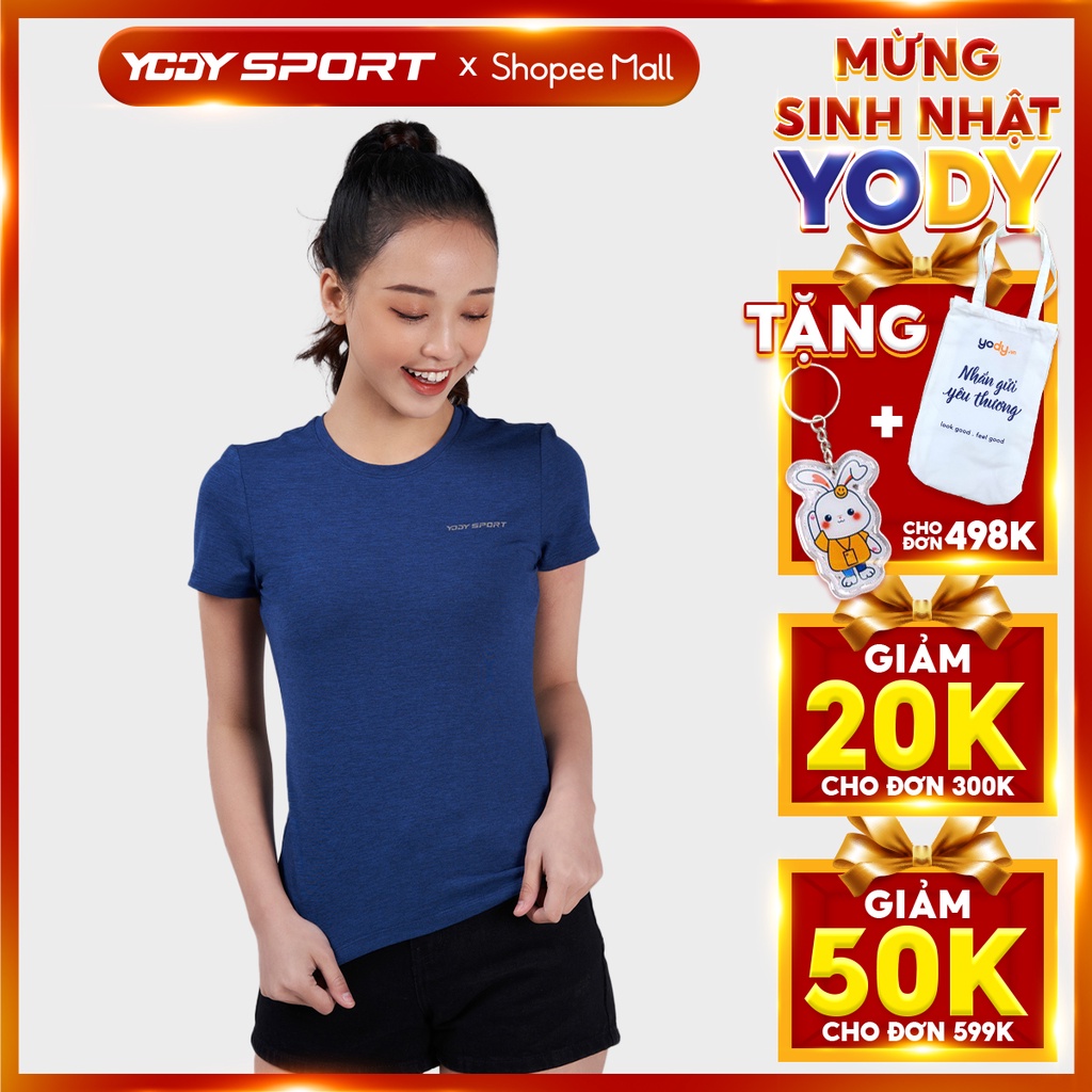 Áo thun thể thao nữ YODY tshirt melange thoáng mát năng động STN5036-XDM