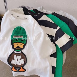 Áo thun tay ngắn thêu họa tiết chú vịt hoạt hình phong cách Hàn Quốc dành cho trẻ em