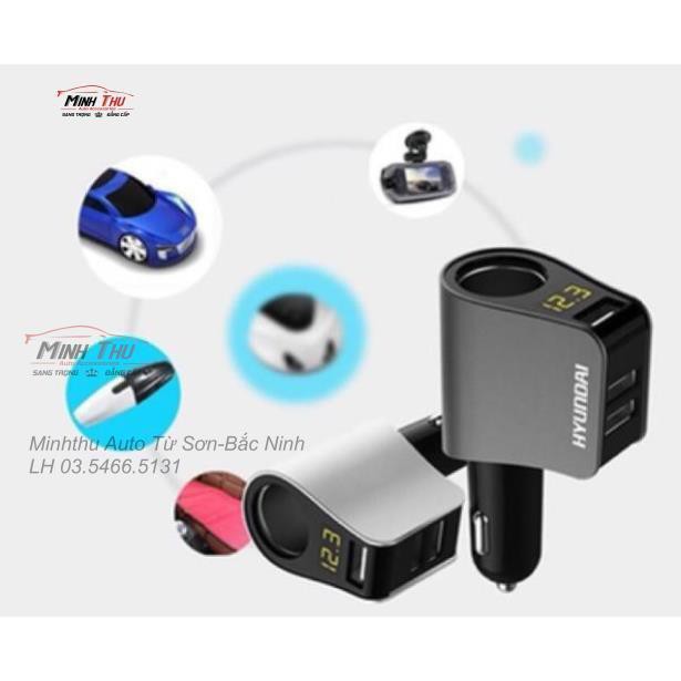 Tẩu Sạc Hyundai 3 Cổng Usb Có Màn Hình Hiển Thị Điện Áp HY-10