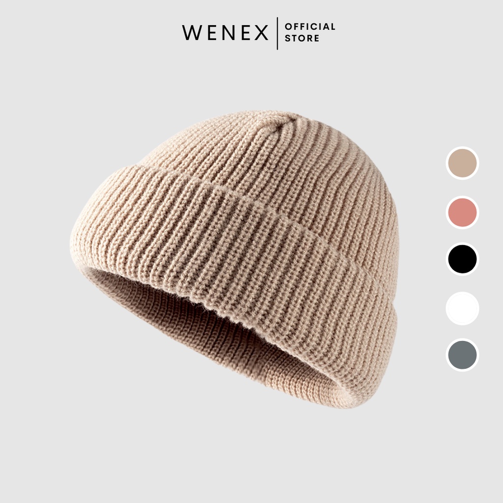 Mũ Nón Len Beanie Trơn Mùa Đông WENEX Nam Nữ Unisex Thời Trang Phong Cách Hàn Quốc Vintage Basic