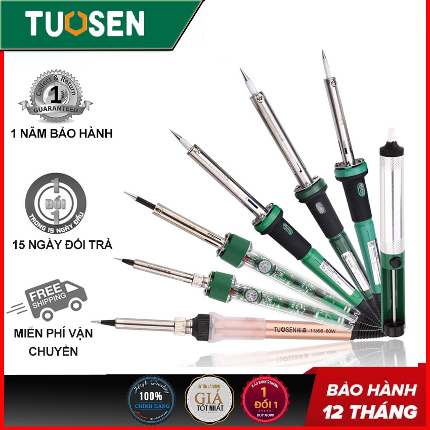 Mỏ Hàn Thiếc TUOSEN, Tay Hàn Nhiệt TUOSEN 30W, 40W, 60W, 80W, 100W, 150W (Mũi nhọn và Mũi dẹt)