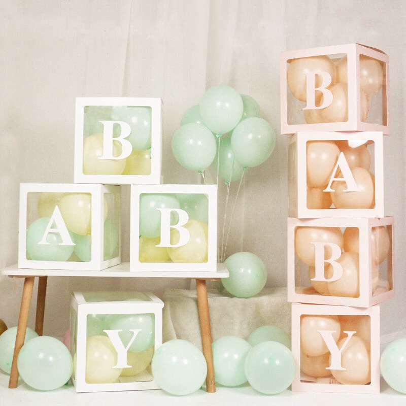 Hộp Đựng Bong Bóng Trong Suốt In Chữ Đơn Giản Sáng Tạo DIY