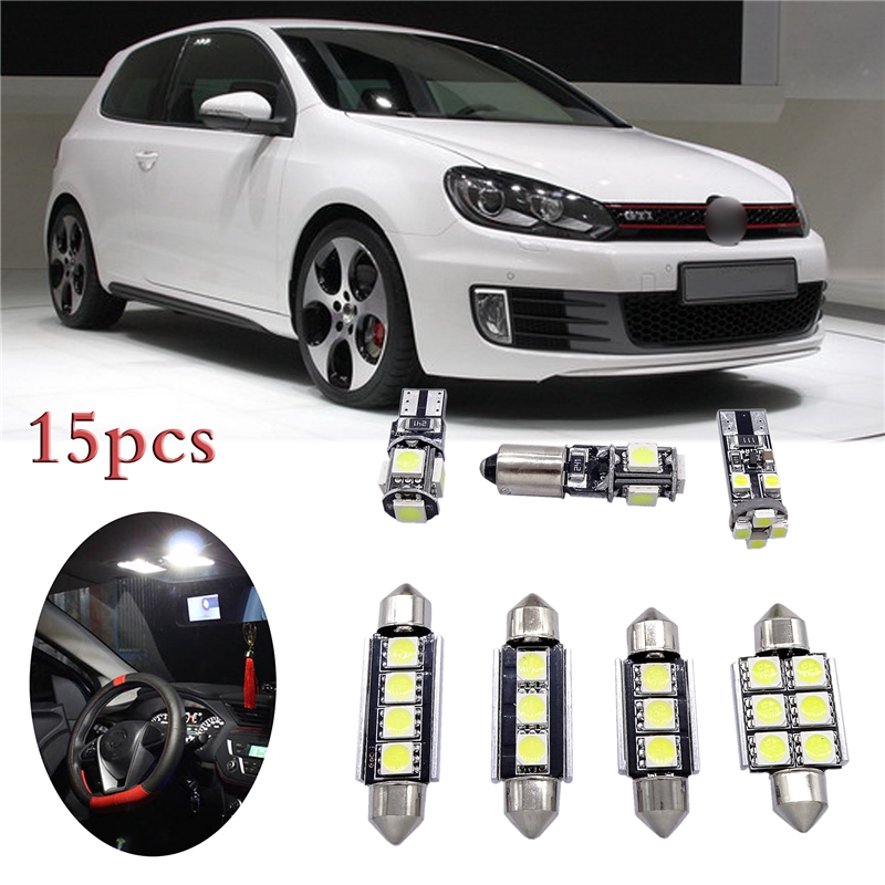 Bộ 15 Đèn Led Ánh Sáng Trắng Cho Vw Volkswagen Golf6 Mk6 Gti 2010-2015