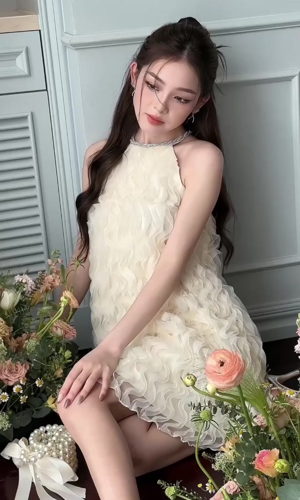 Váy cổ yếm nữ phối cổ đá dáng xòe Linly Store  V-VPC4 | BigBuy360 - bigbuy360.vn