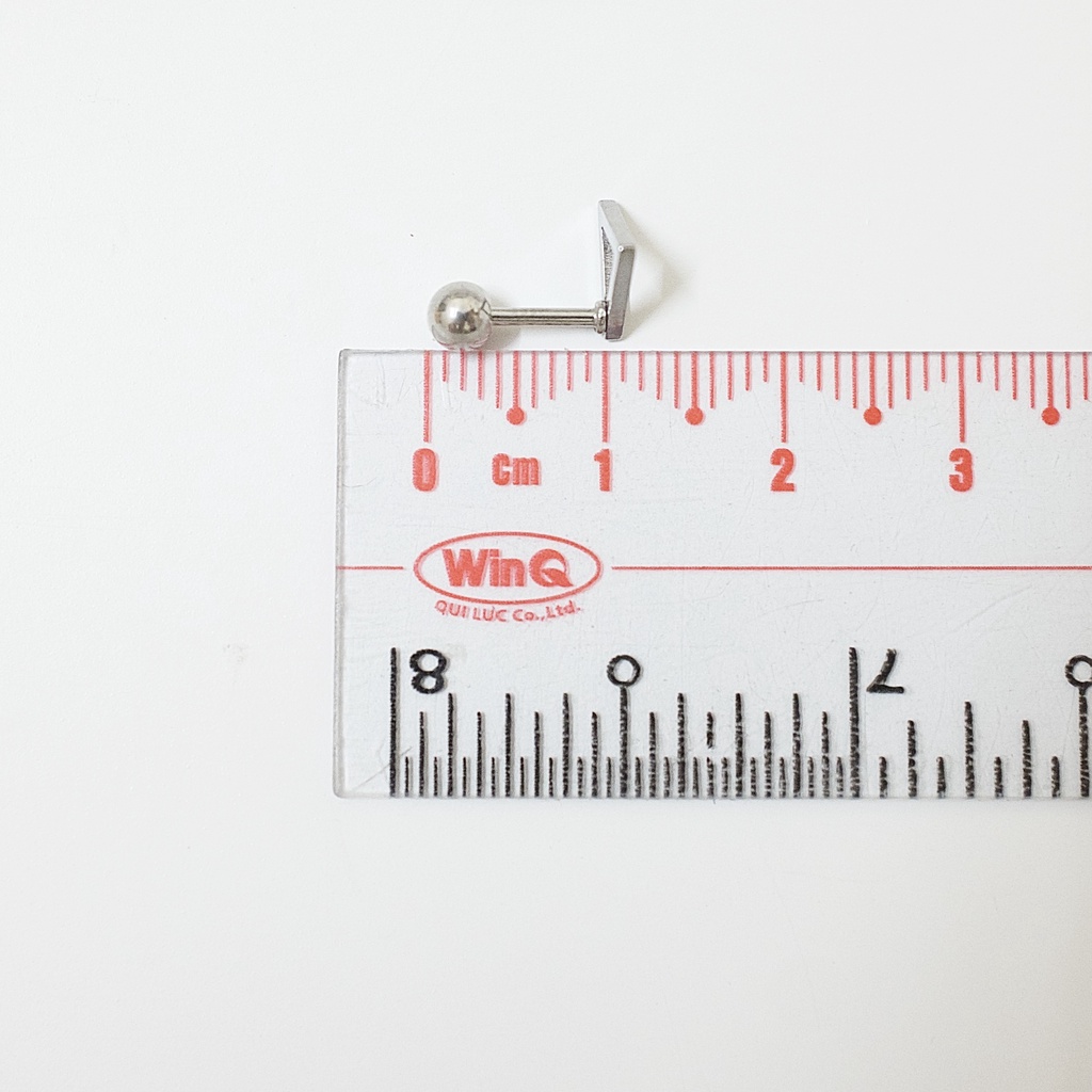 [1 Chiếc] Khuyên Tai Titan Unisex Hình Tam Giác Rỗng Bi Tròn Không Gỉ Sét Không Ngứa Bông Tai Julies Box 66