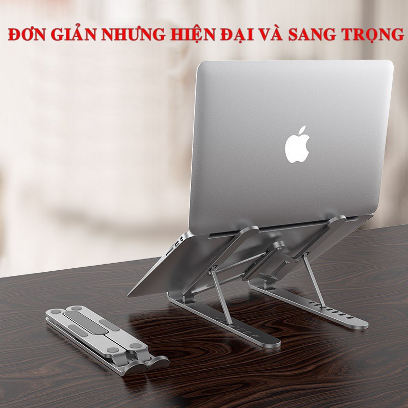 Giá đỡ laptop, thiết kế bằng hợp kim nhôm, hỗ trợ tản nhiệt, có thể gấp gọn, dễ dàng mang theo