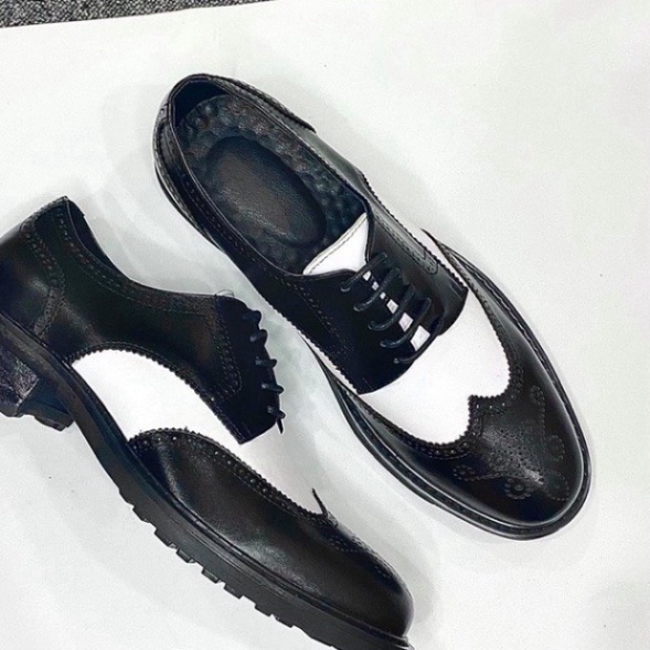 Giày công sở Derby off White da bò thật tăng chiều cao