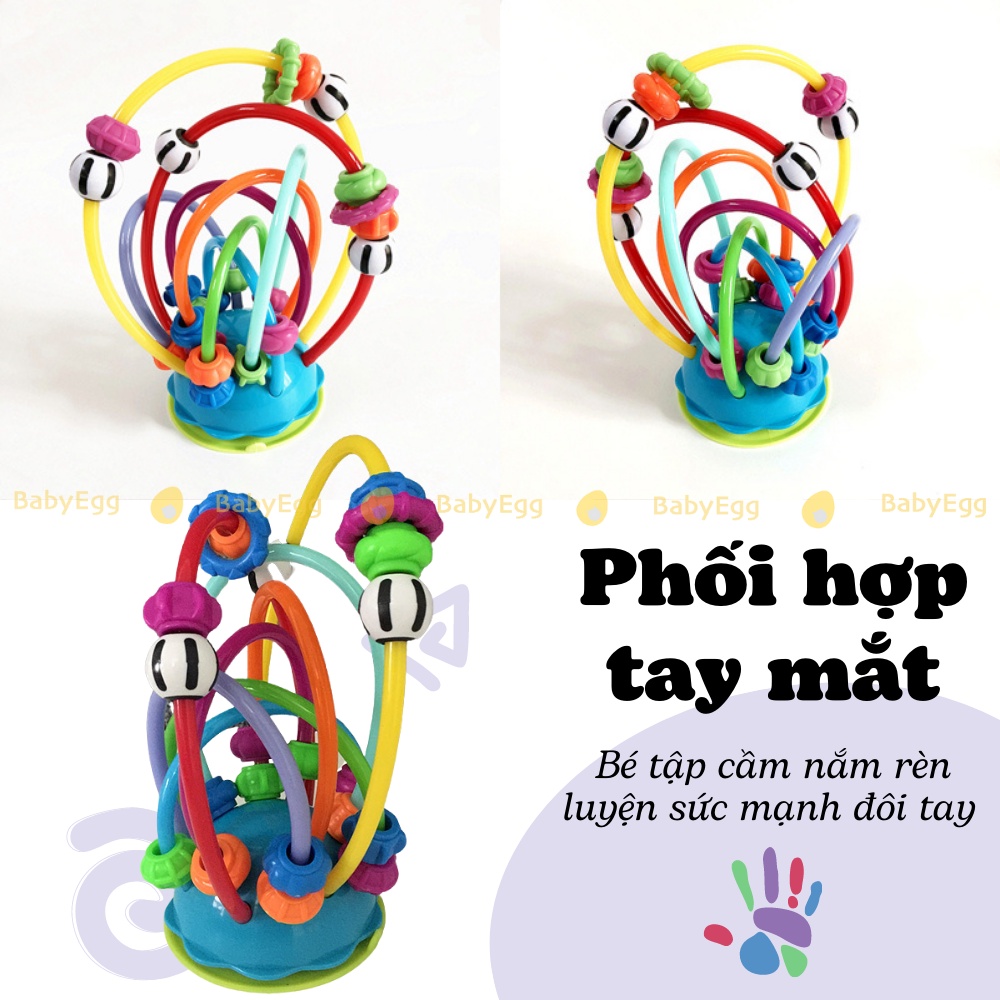 Đồ chơi xâu luồn hạt để bàn cho trẻ sơ sinh có núm hút bàn ăn dặm cho bé luyện tay mắt cho em bé sơ sinh 6m + babyegg