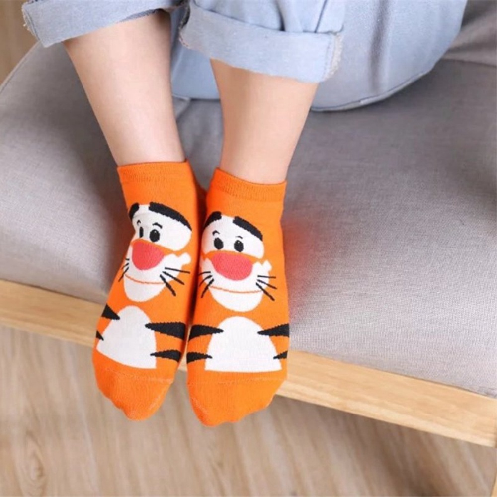Vớ Thuyền Thoáng Khí Thấm Mồ Hôi In Họa Tiết Động Vật Hoạt Hình Phong Cách Hàn Quốc Cho Nam Và Nữ