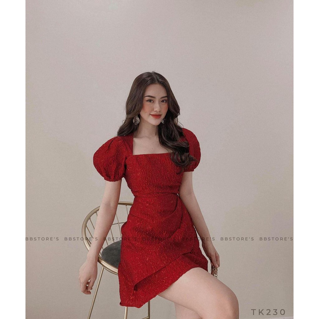 [Mã FATHANG5 giảm 10K đơn 50K] [BBSTORE'S] Đầm Gấm Hoa Tay Phồng - TK230 | BigBuy360 - bigbuy360.vn