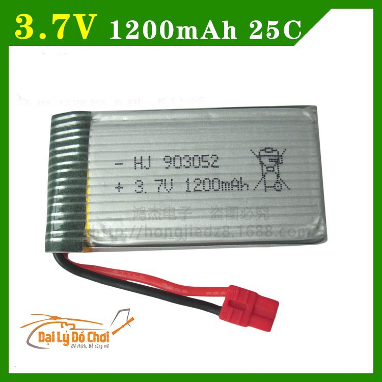 Xuongpinoto Pin sac lipo 3.7v 1200mah chân đỏ cho máy bay NEW