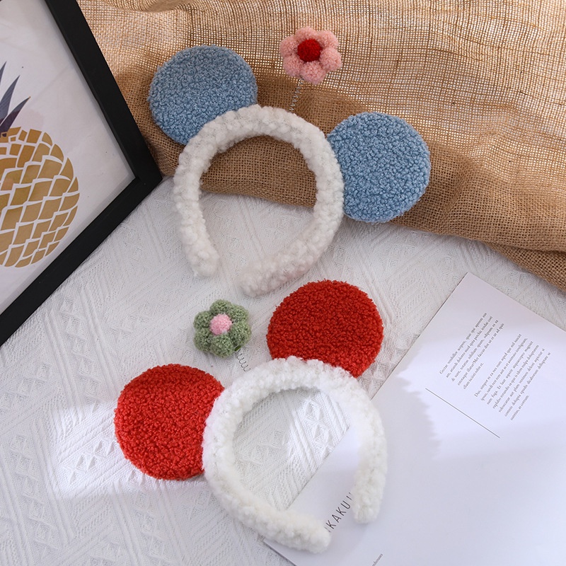 Băng Đô Rửa Mặt Trang Điểm Bằng Vải Bông Họa Tiết Hoa Mickey Dễ Thương Phong Cách Hàn Quốc Dành Cho Người Lớn