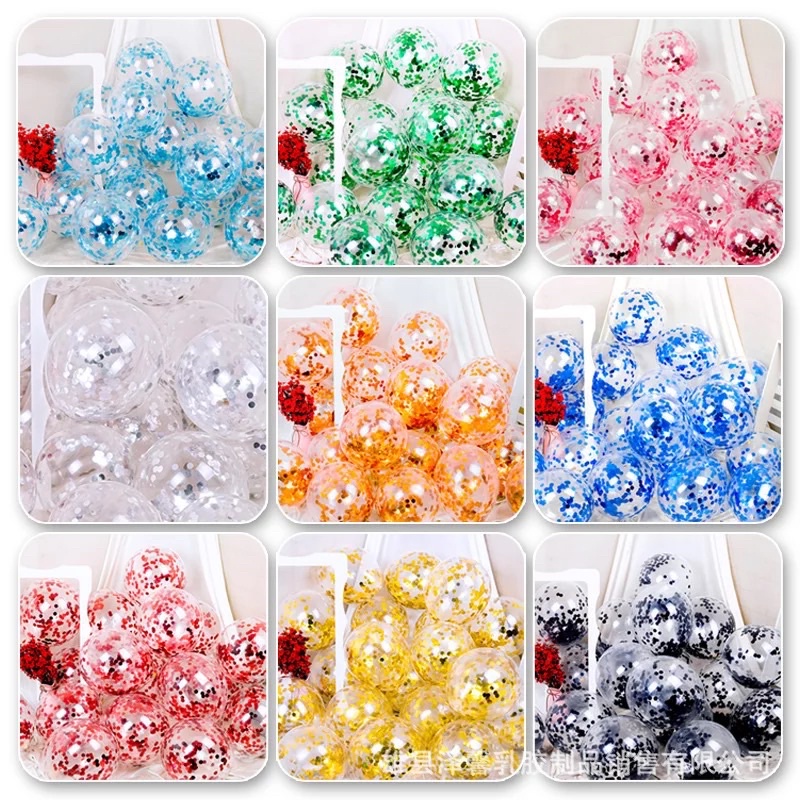 5 Quả bóng bay trong suốt kim tuyến Sequin trang trí sinh nhật 30cm