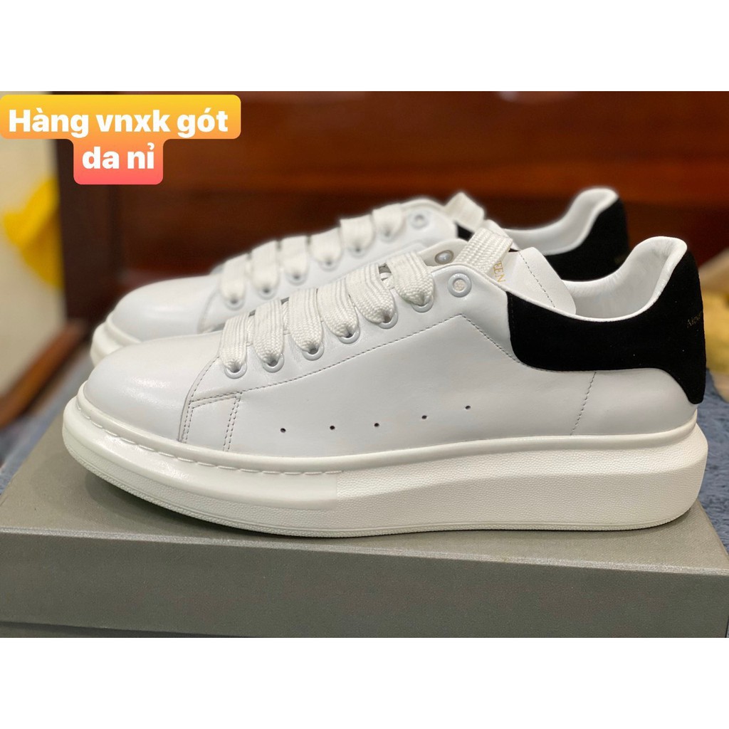 (Có Sẵn) Giày Thể Thao Nữ Trắng Đế Cao MC Gót Đen có size Nam Nữ (Gót nỉ xuất dư size 36-43)