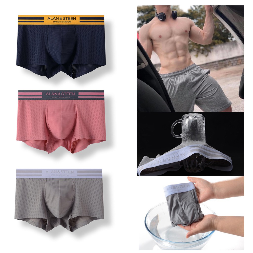 Quần lót nam boxer - thun lưới mát lạnh - bản lưng lớn nam tính