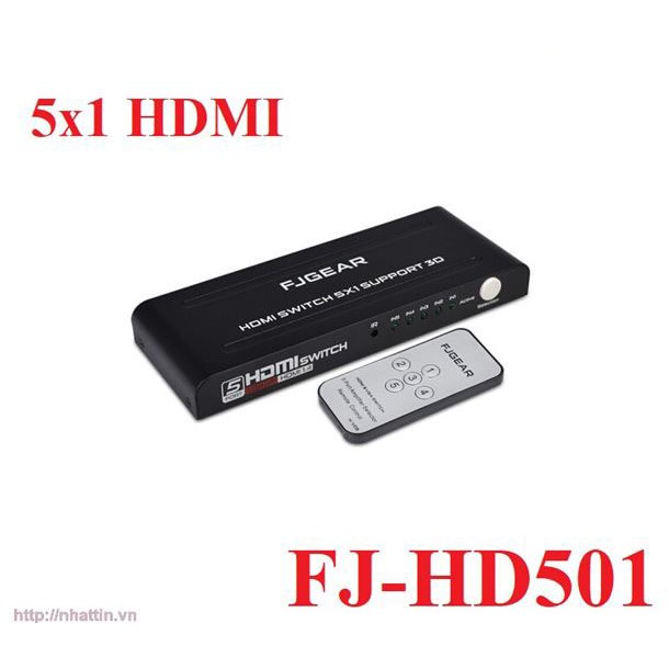 Hdmi switch 5X1 Ghép 5 thiết bị HDMI vào 1 màn hình - có remote