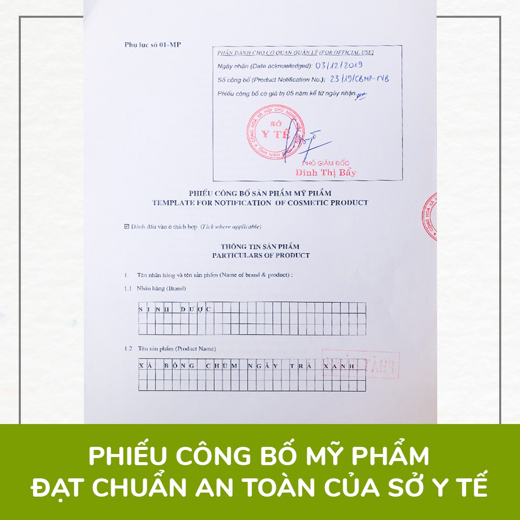 Xà Phòng Sinh Dược- Xà Bông Chùm ngây Trà xanh - Ngừa mụn VNL (Bánh 100gr)