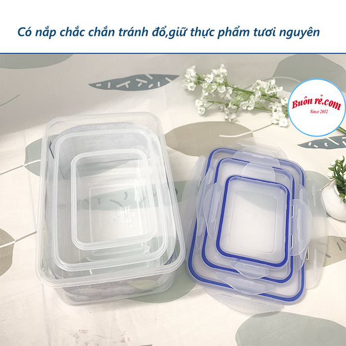 Bộ 3 hộp nhựa chữ nhật đựng thực phẩm, bảo quản thức ăn tiện lợi, an toàn (MS: 6530) –br 01353