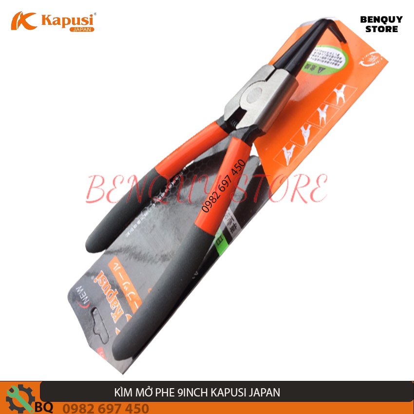 KÌM MỞ PHE TRONG MŨI CONG 9INCH/22,5CM KAPUSI JAPAN - KÌM BÓP PHE TIÊU CHUẨN NHẬT BẢN. THÉP CR-V CAO CẤP