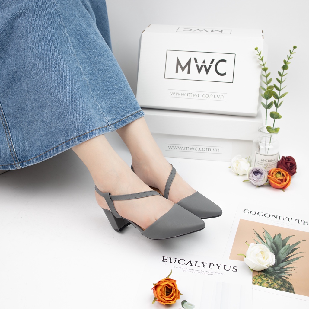 Giày Sandal Cao Gót Đế Vuông 5CM Quai Chéo Siêu Xinh MWC 3593