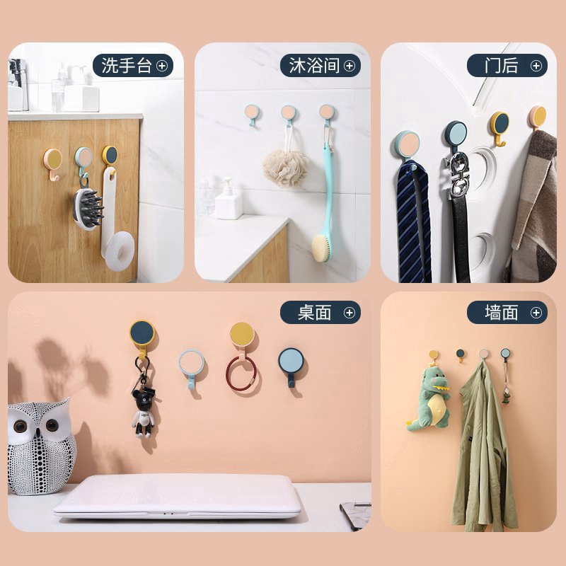 Set 3 Móc Treo Đồ Gắn Tường Màu Sắc Đơn Giản Xoay 360 Độ Tiện Dụng