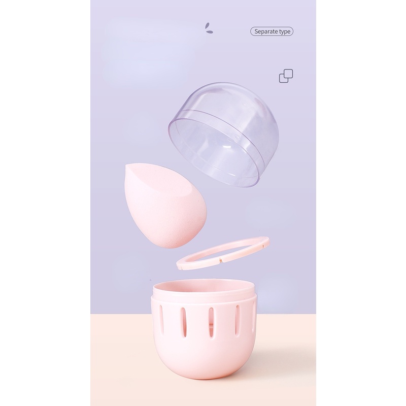 Hộp Đựng Mút Trang Điểm Hình Quả Trứng Trong Suốt Chống Bụi Thoáng Khí Có Nắp Đậy