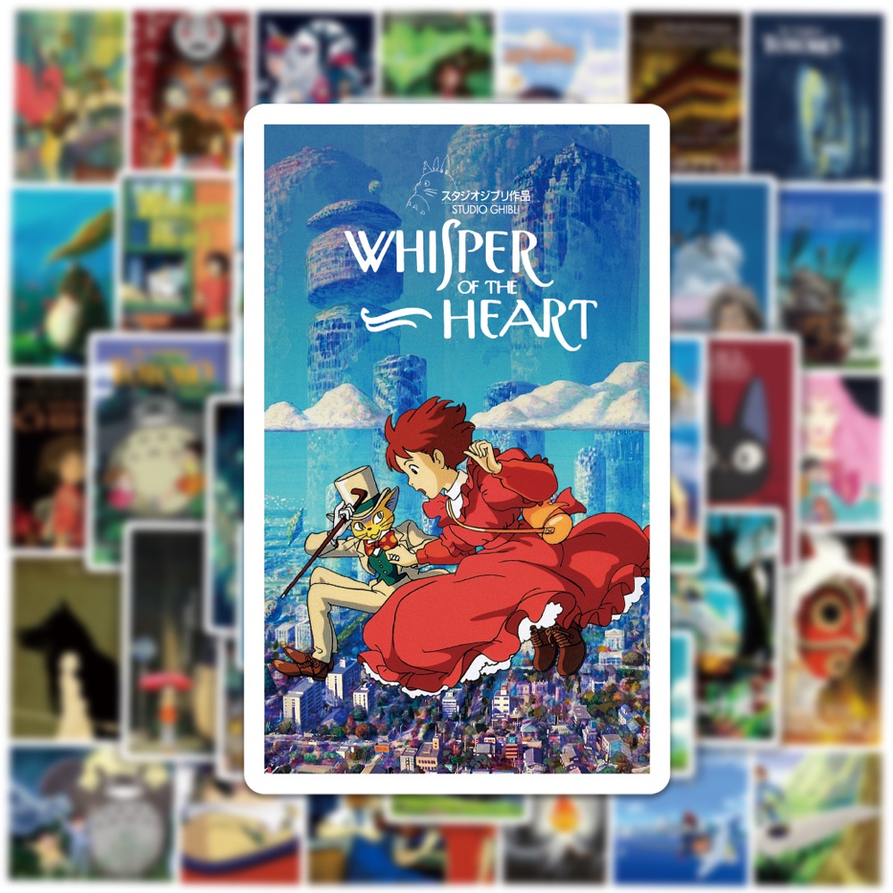 Bộ 50 Miếng Dán Anime Hayao Miyazaki Cho Ván Trượt Laptop Guitar Sổ Lưu Niệm