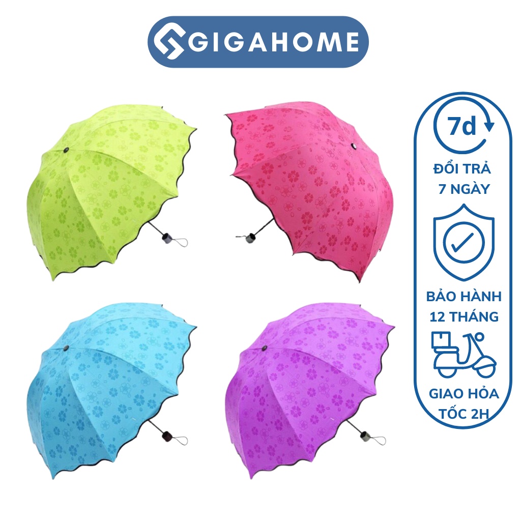 Ô Dù Đi Mưa Gấp Gọn GIGAHOME Nổi Hoa Văn Khi Dính Nước Độc Đáo 2783