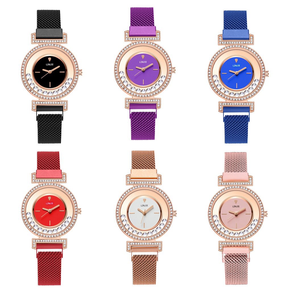 Đồng hồ mặt tròn đính đá thời trang dành cho nữ