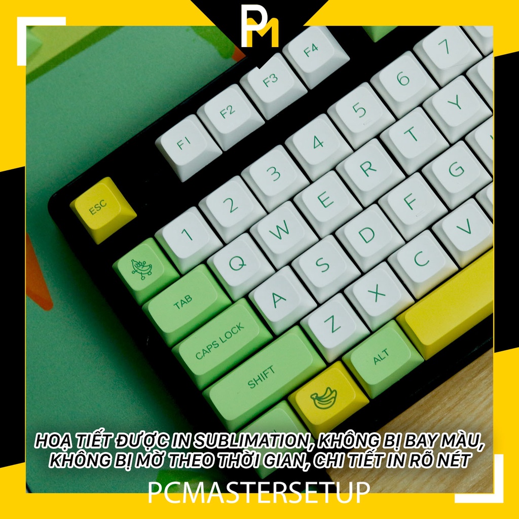 Nút Keycap pbt Banana chuối xanh chiều cao xda 9.5mm dày 1.5mm cho bàn phím cơ của pcmaster