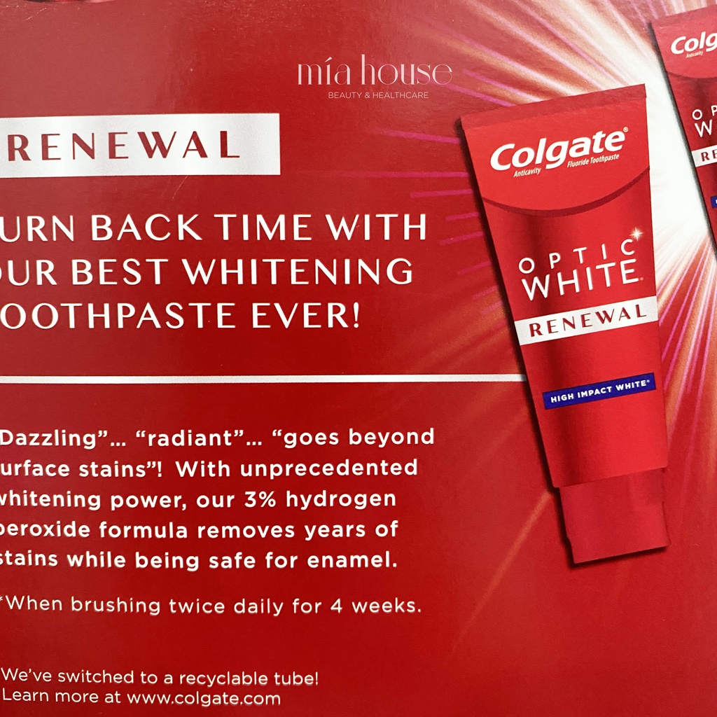 Kem đánh răng trắng răng Colgate Optic White Renewal Mỹ