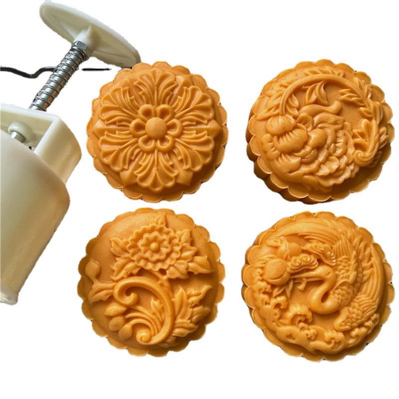 [Mẫu 2022] Khuôn trung thu lò xo 4 mặt tròn 150g/200g