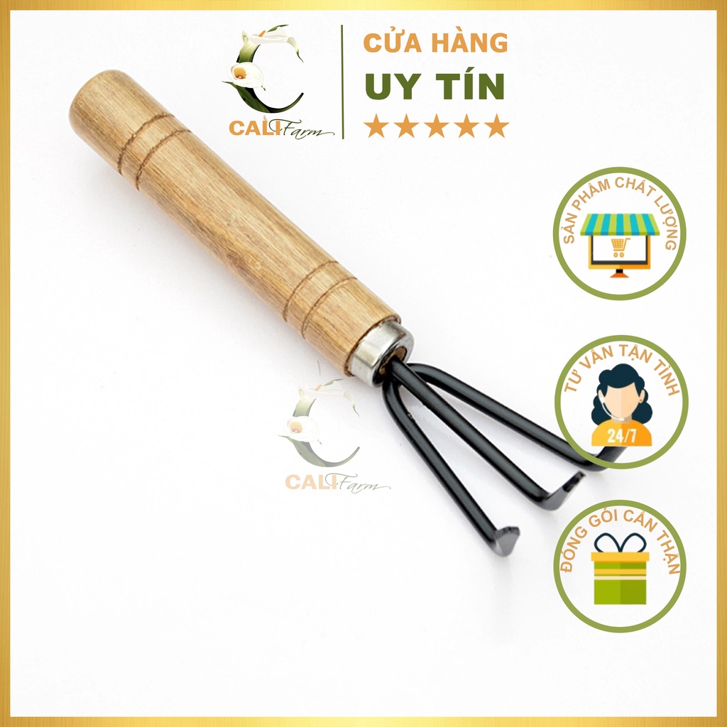 Bộ Ba Dụng Cụ Làm Vườn Mini Cán Gỗ [Loại Dày]