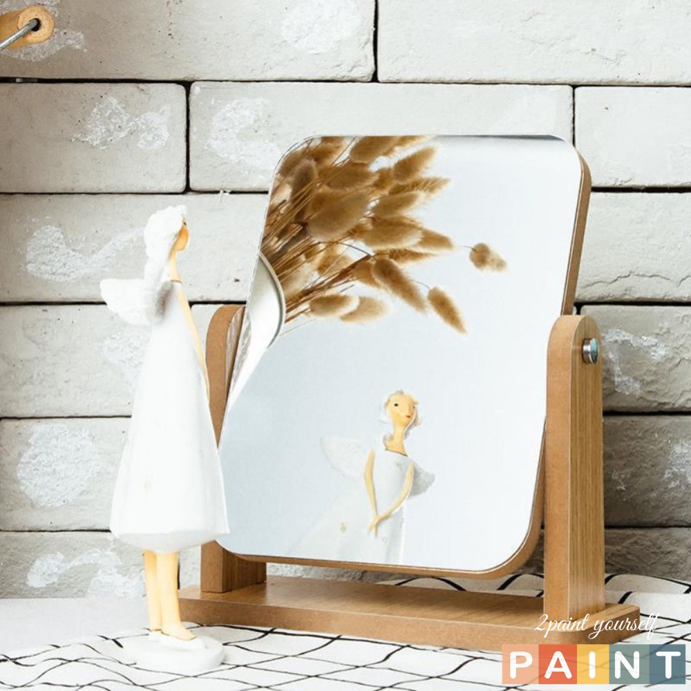 Gương để bàn trang điểm khung gỗ xoay 360 độ trang trí phòng - vintage decor size lớn