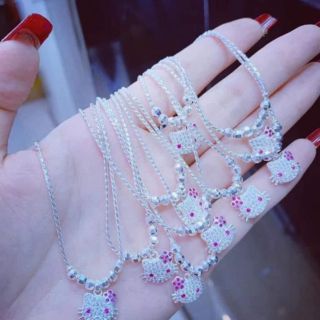 Dây chuyền bạc mèo kitty cho bé