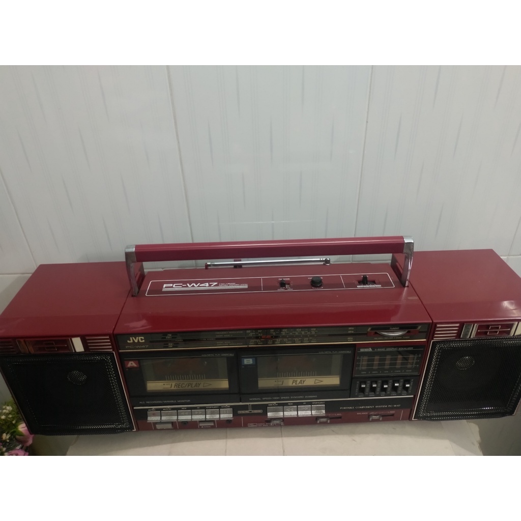 Radio cassette JVC PC-W47 đồ cũ có đường line gắn điện thoại nghe ok 100%