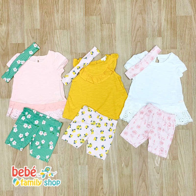 [Mẫu 1-6] Set đồ bộ cánh tiên bé gái, quần legging lửng hoa/ Set đồ bộ lửng bé gái, sát nách, tay cánh tiên - SGT