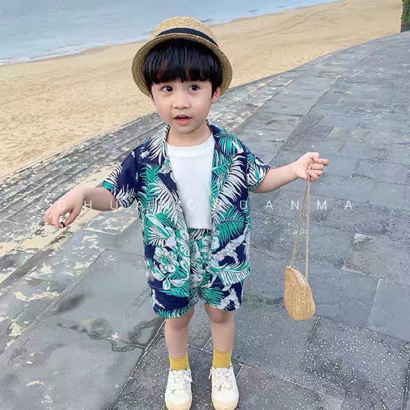 Sét bộ đi biển hoa lá cho bé 9-16kg